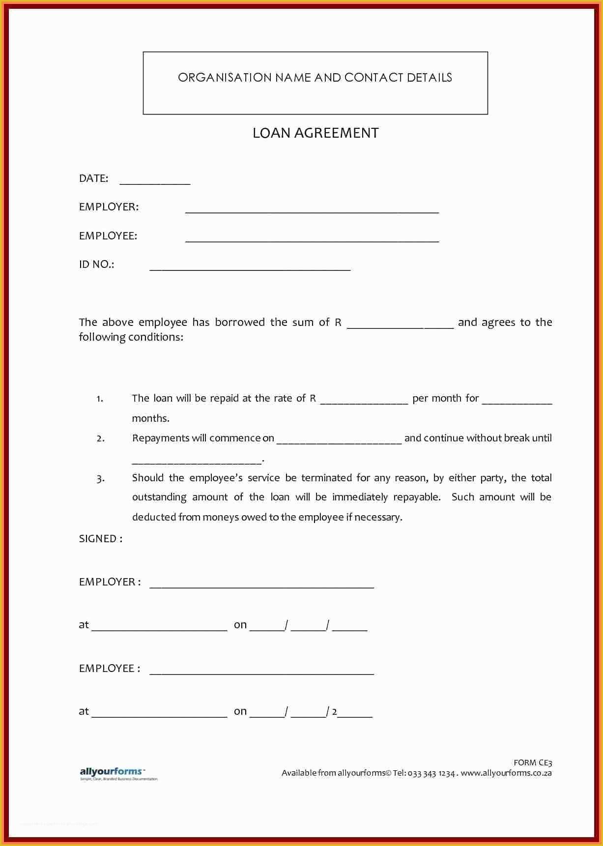 Free Loan Agreement Template Uk Of 7 Template Loan Agreement Between Family Members