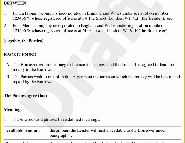 Free Loan Agreement Template Uk Of Loan Agreement Loan Contract Loan Agreement Template