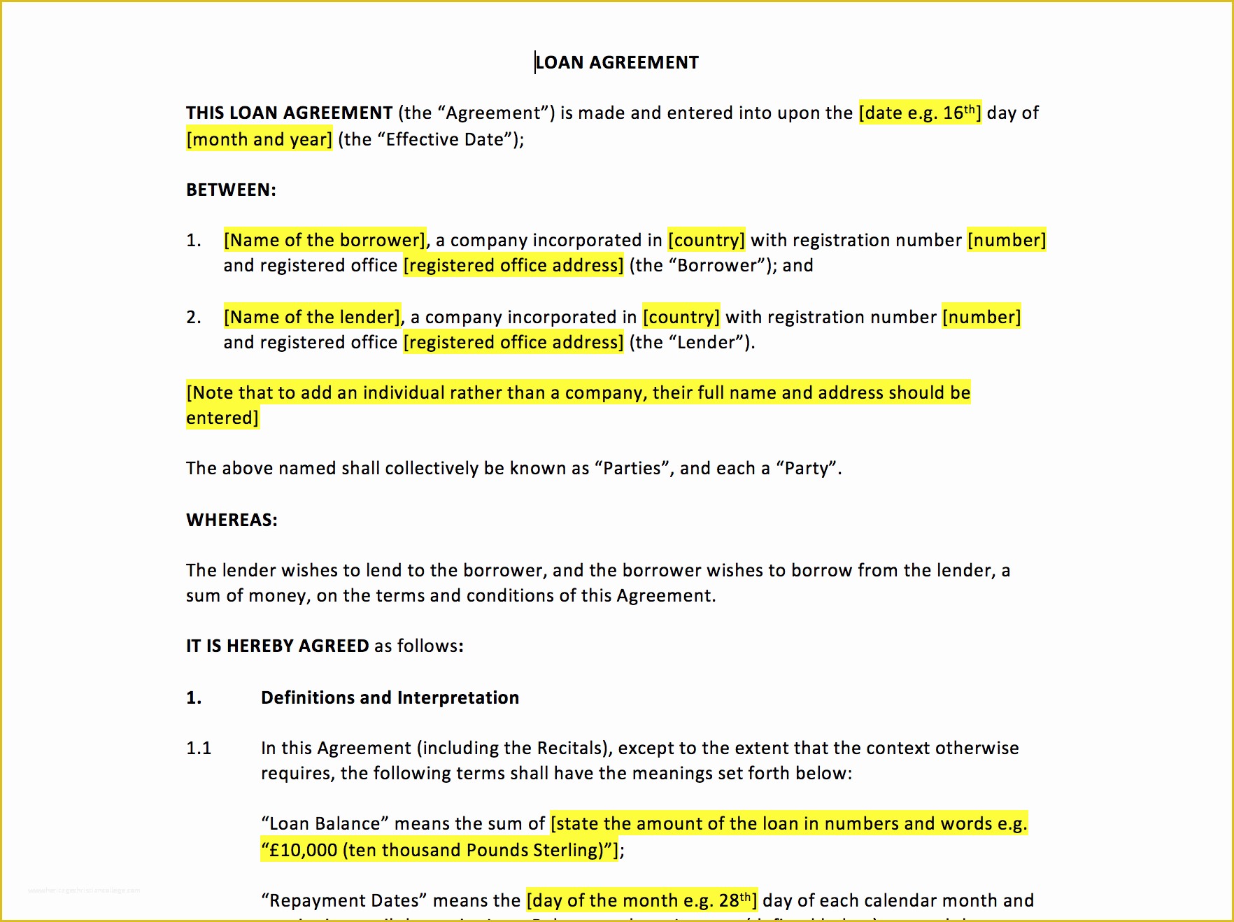 Free Loan Agreement Template Uk Of Loan Agreement Template – Uk Template Agreements and