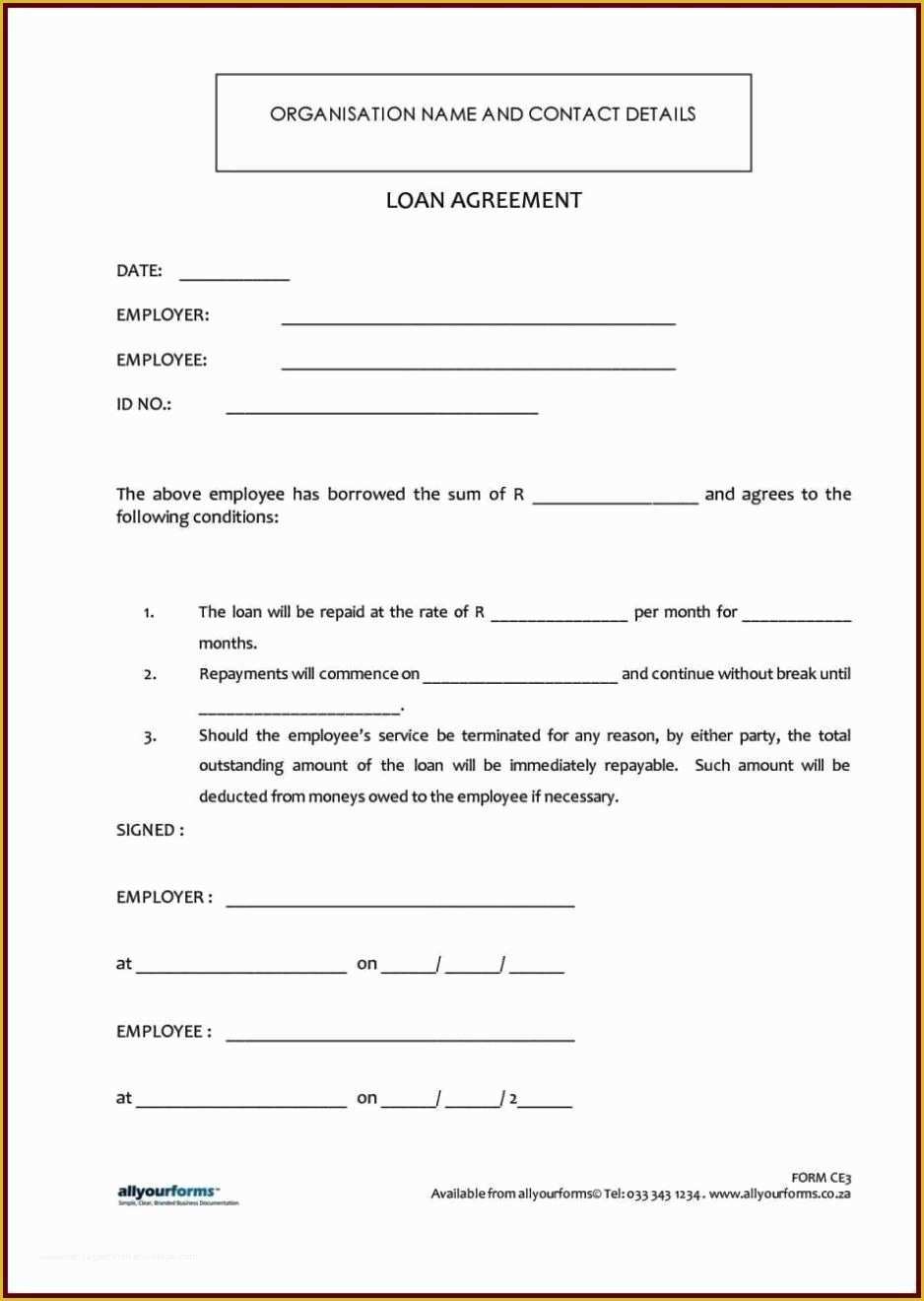 Free Loan Agreement Template Uk Of Standard Loan Agreement Template Free Sampletemplatess