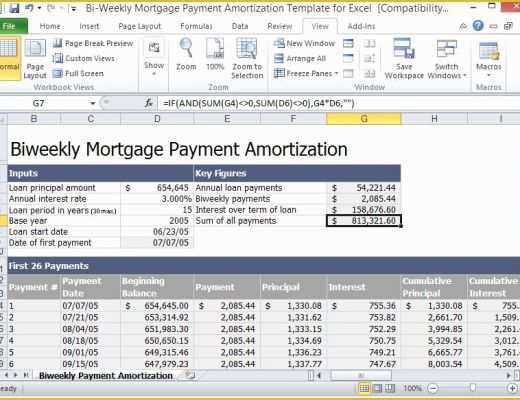 Free Loan Amortization Schedule Excel Template Of Bi Weekly Mortgage Payment Amortization Template for Excel