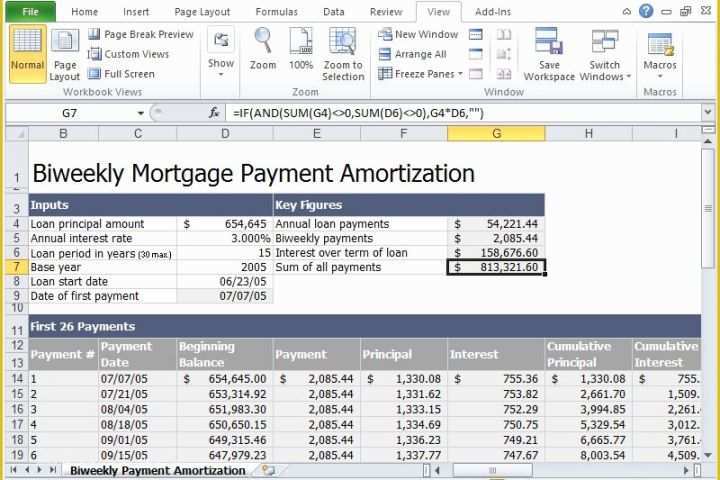 Free Loan Amortization Schedule Excel Template Of Bi Weekly Mortgage Payment Amortization Template for Excel