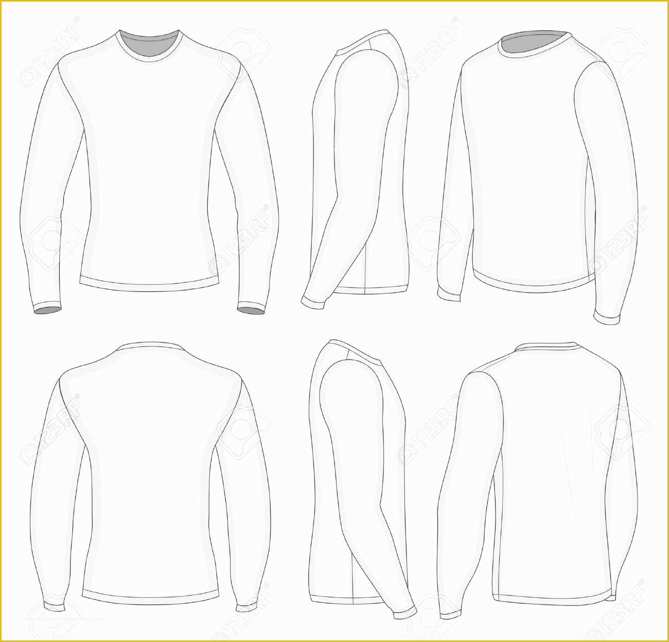 Free Long Sleeve Shirt Template Of All Six Views Mens White Long Sleeve T Shirt Design