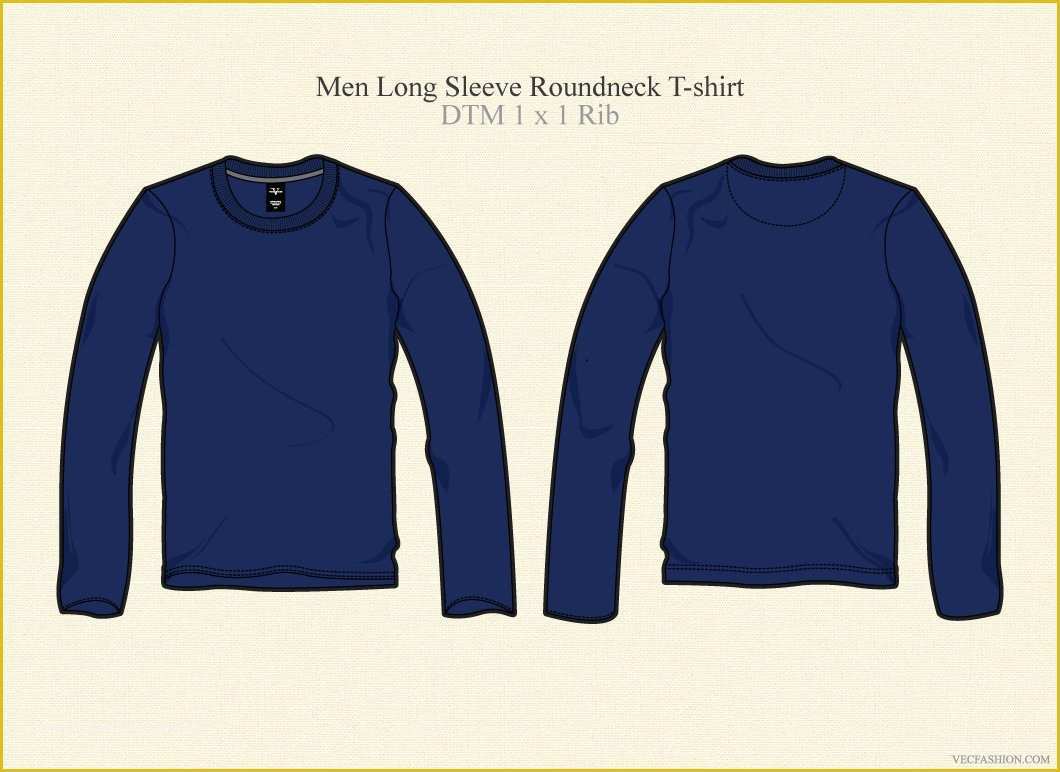 Free Long Sleeve Shirt Template Of Men Long Sleeve Round Neck T Shirt Illustrations