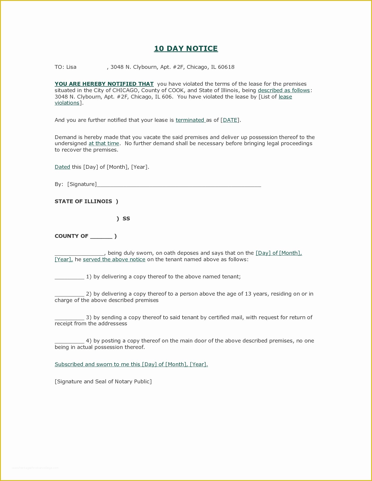 Free Louisiana Eviction Notice Template Of 10 Best Of Free 10 Day Eviction Notice Template