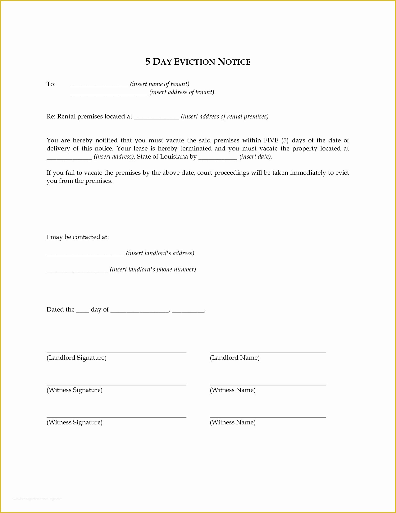 Free Louisiana Eviction Notice Template Of 10 Best Of Print Out A Eviction Notice for