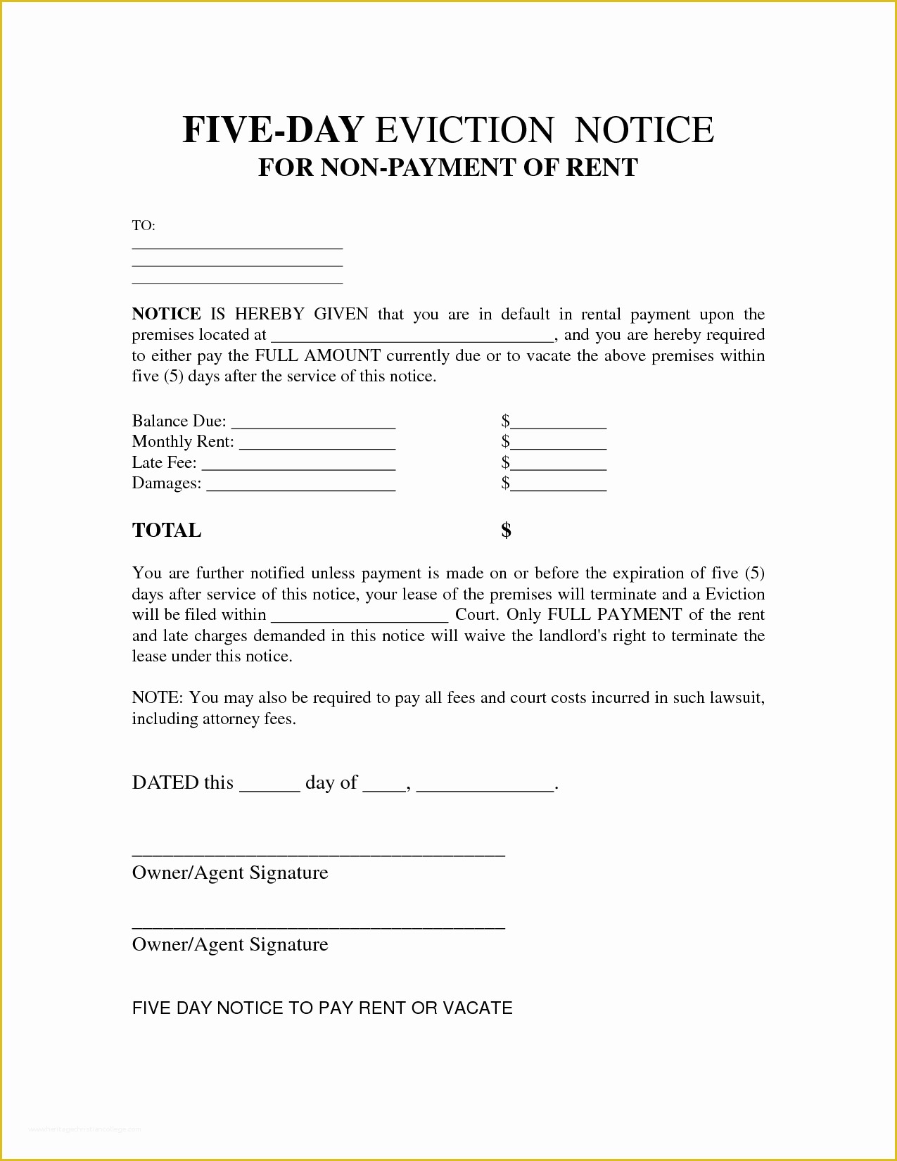 Free Louisiana Eviction Notice Template Of Blank Eviction Notice Mughals