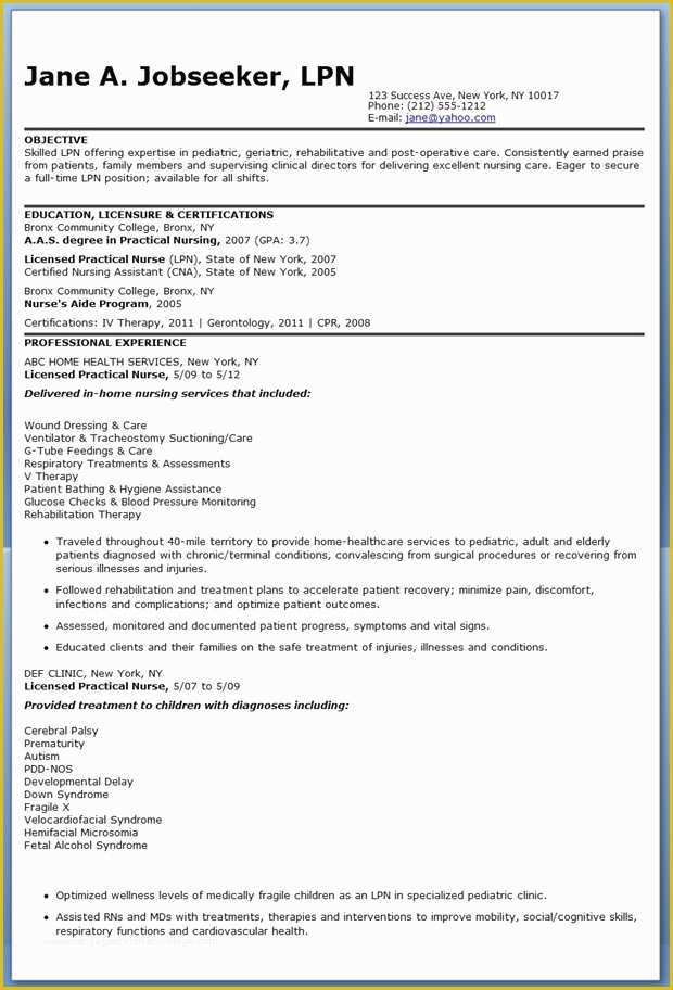 Free Lpn Resume Template Download Of Free Resume Templates for Lpn Nurses Sample Lpn Resume