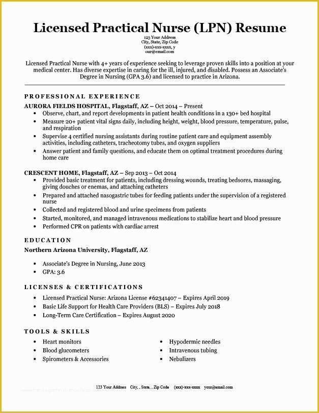 Free Lpn Resume Template Download Of Licensed Practical Nurse Lpn Resume Sample & Writing