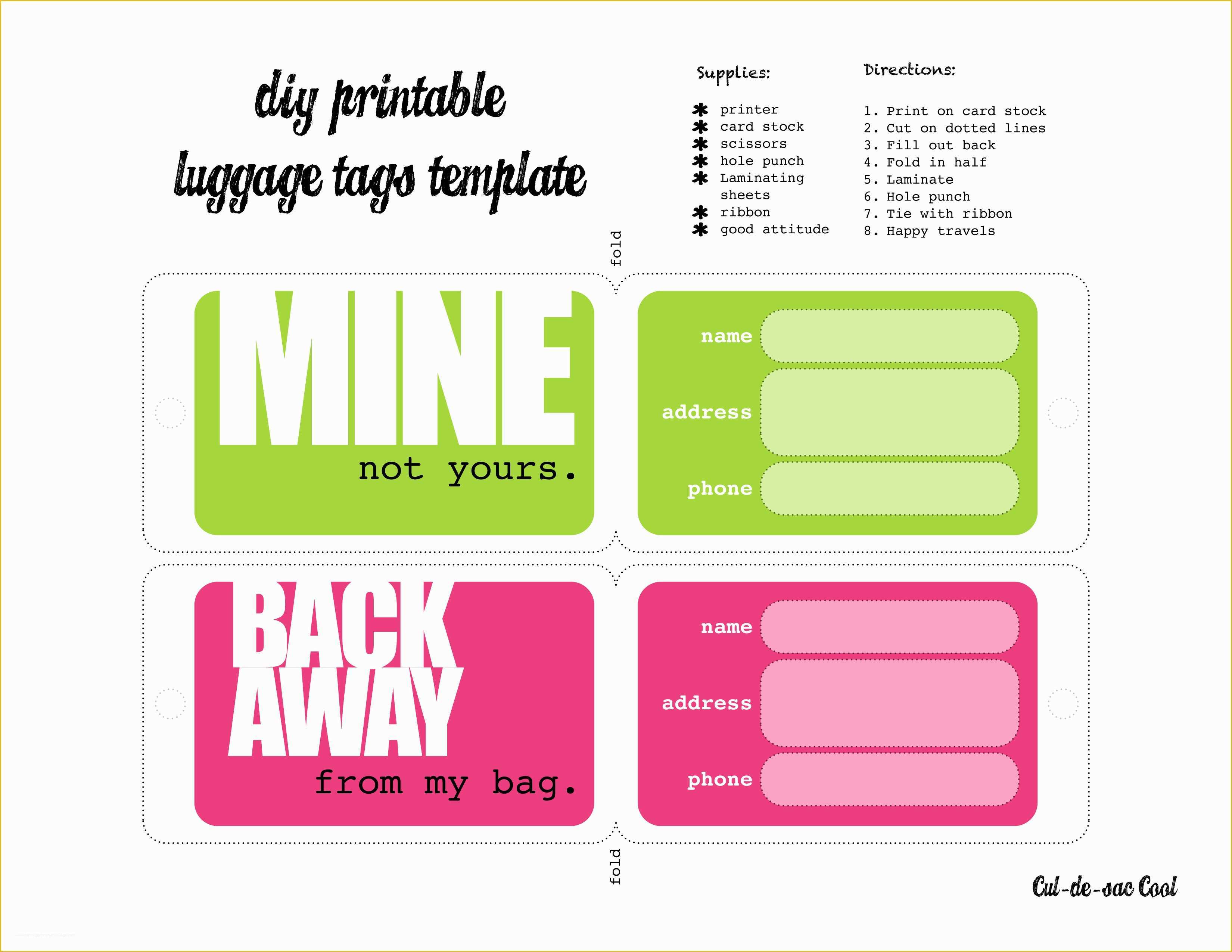 Free Luggage Tag Template Of Diy Printable Luggage Tags