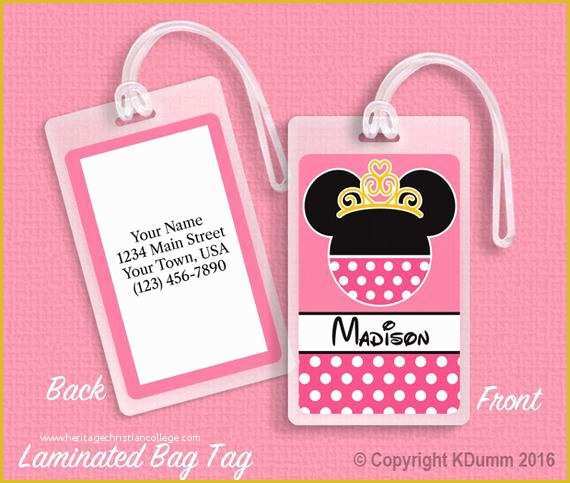 Free Luggage Tag Template Of Princess Disney Personalized Bag Tags Laminated by
