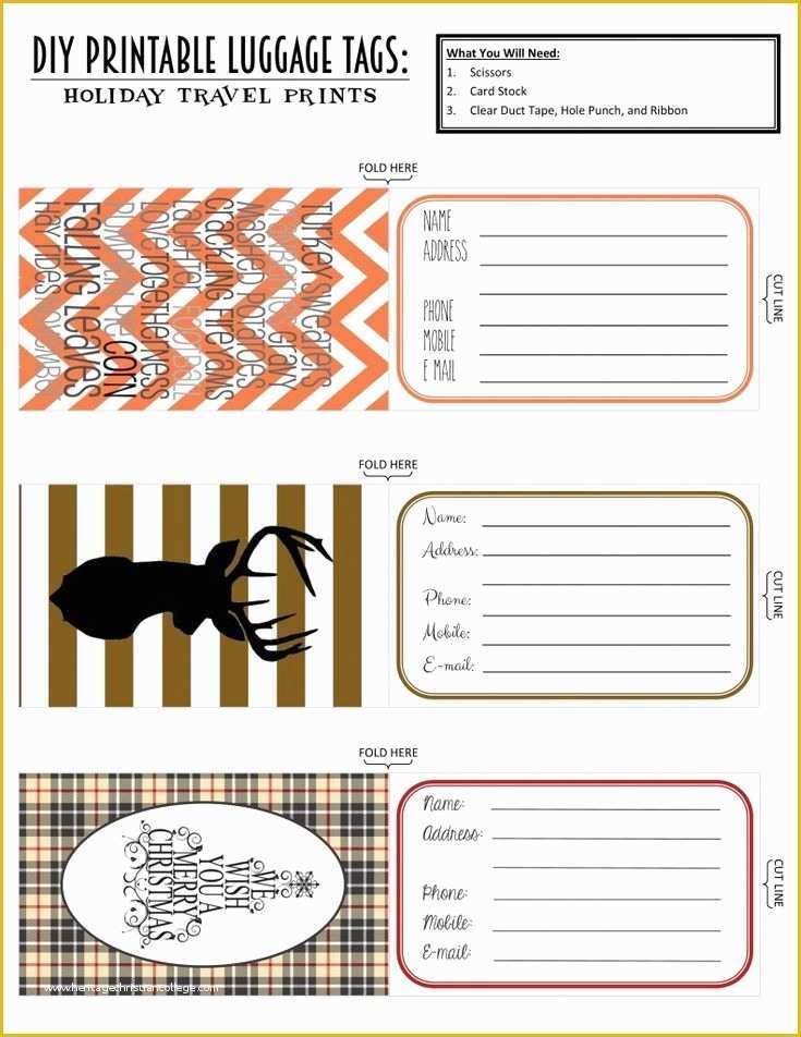 Free Luggage Tag Template Of Printable Luggage Tags Holiday Travel Edition