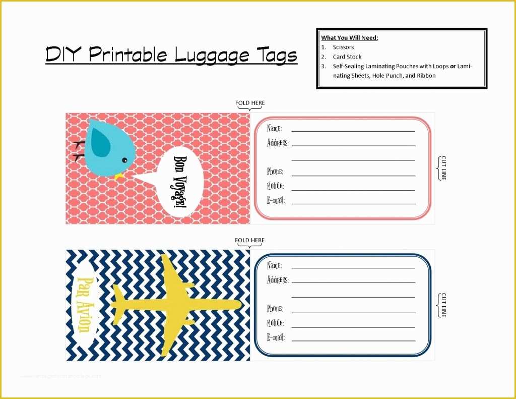 Free Luggage Tag Template Of Printable Tags