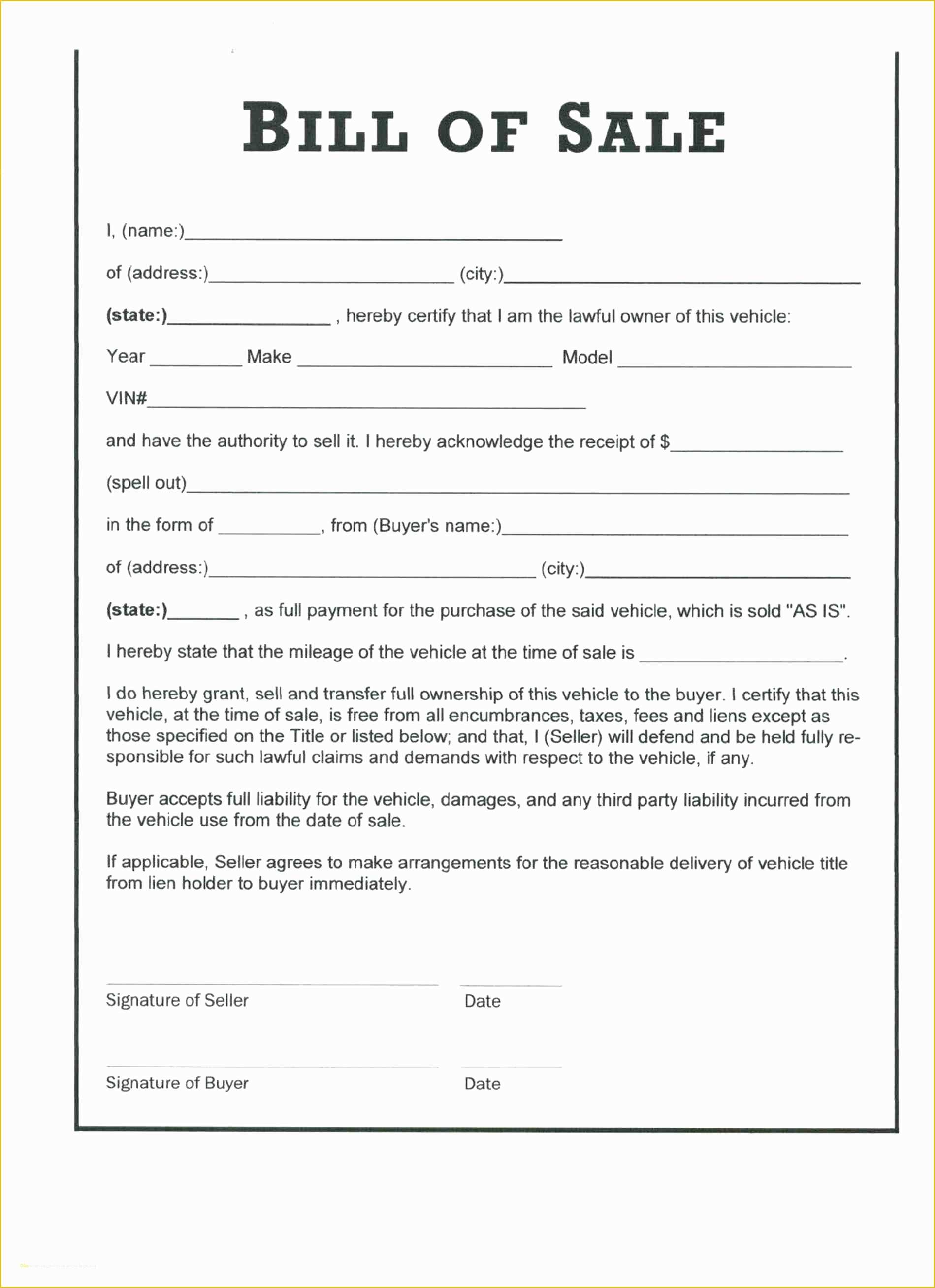 Free Massachusetts Recreational Vehicle Bill Of Sale Form Free 