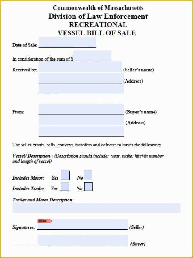 Free Ma Bill Of Sale Template Of Bill Sale Template Ma