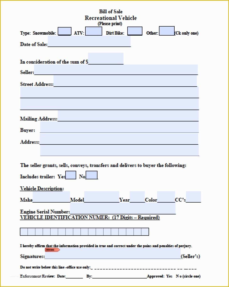 Free Ma Bill Of Sale Template Of Free Massachusetts atv Snowmobile Bike Bill Of Sale form