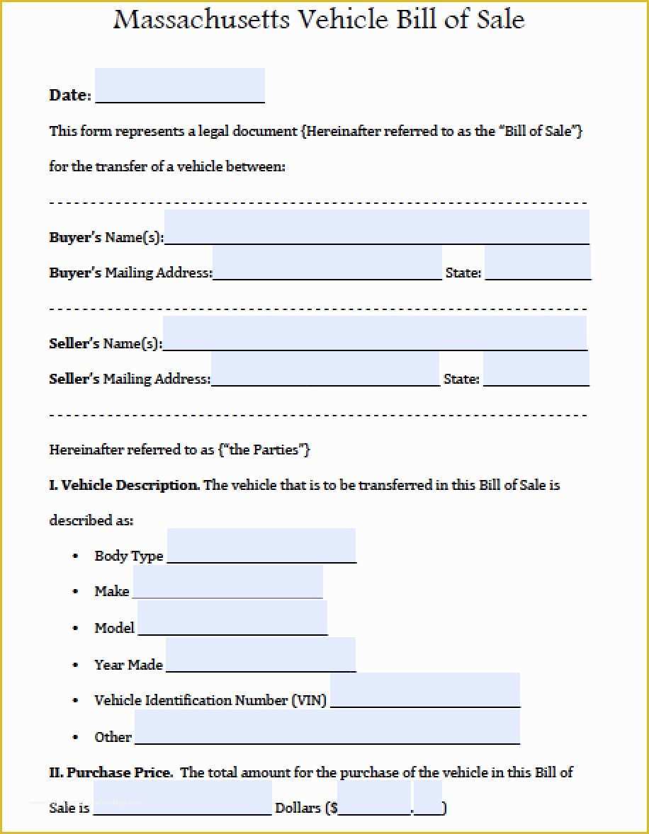 Free Ma Bill Of Sale Template Of Free Massdot Rmv Registry Of Motor Vehicles Auto Bill Of