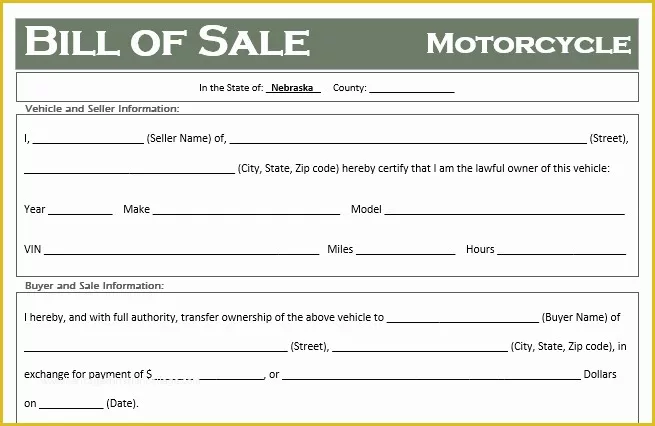 Free Ma Bill Of Sale Template Of Free Nebraska Motorcycle Bill Of Sale Template F Road