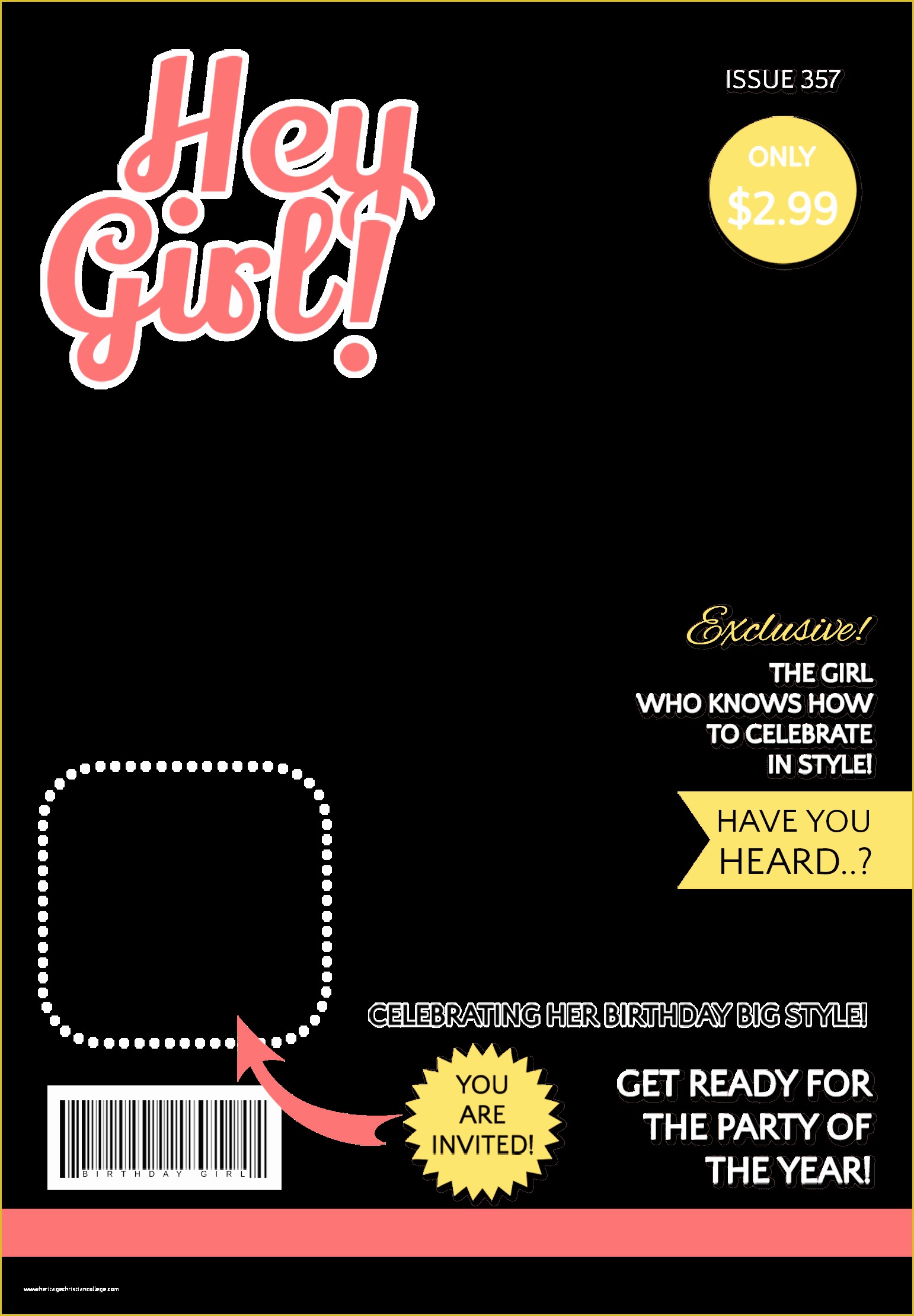 Free Magazine Cover Template Of Hey Girl Magazine Cover Free Printable Birthday