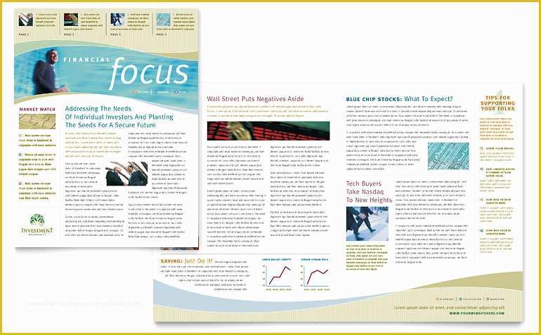 Free Magazine Layout Templates for Publisher Of Investment Management Newsletter Template Word & Publisher