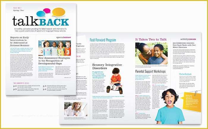 Free Magazine Layout Templates for Publisher Of Speech therapy Education Newsletter Template Design