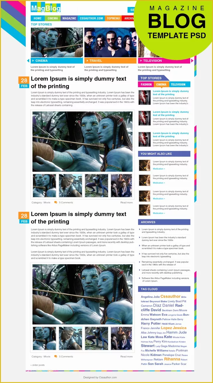 Free Magazine Page Template Of Premium Magazine Blog Template Psd for Free Download