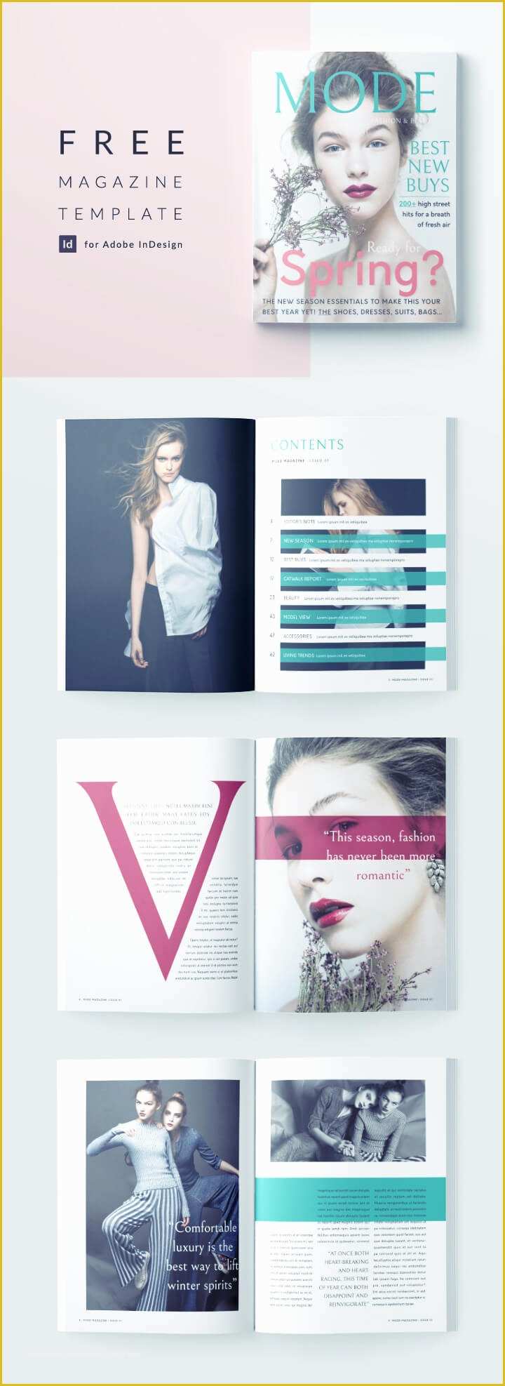 Free Magazine Template Indesign Of Beautiful Fashion Magazine Template for Indesign