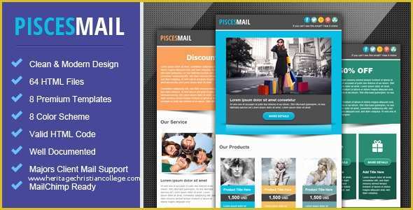 Free Mailchimp Newsletter Templates Of Piscesmail Email Newsletter Template by Pophonic