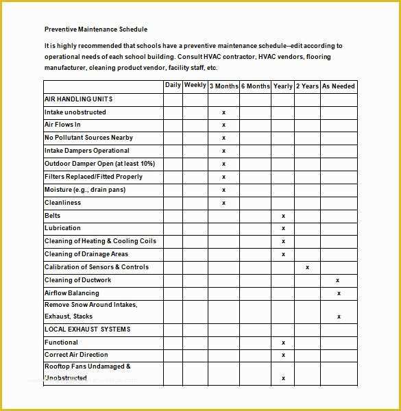 Free Maintenance Planning and Scheduling Templates Excel Of 37 Preventive Maintenance Schedule Templates Word