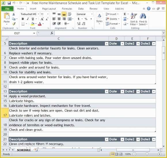 Free Maintenance Planning and Scheduling Templates Excel Of Free Home Maintenance Schedule and Task List Template for