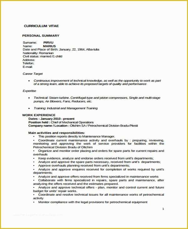 Free Maintenance Resume Templates Of 10 Maintenance Resume Templates Pdf Doc