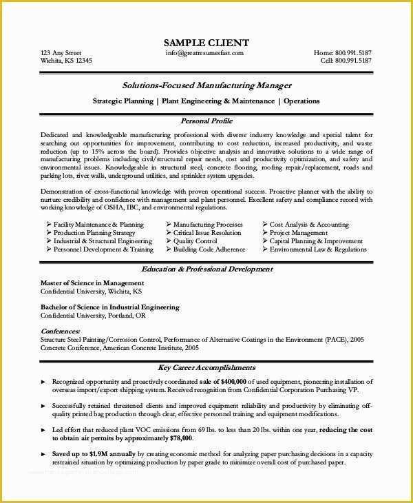 Free Maintenance Resume Templates Of 8 Sample Maintenance Resumes