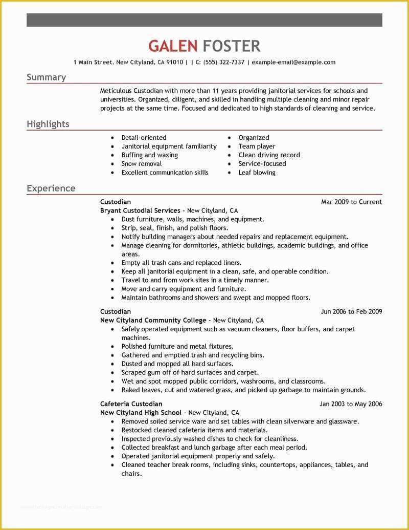Free Maintenance Resume Templates Of Best Cleaning Professionals Resume Example