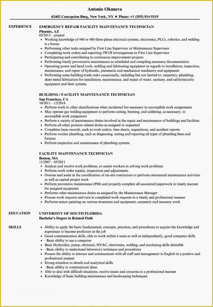 Free Maintenance Resume Templates Of Entry Level Apartment Maintenance Resume Sample Tag