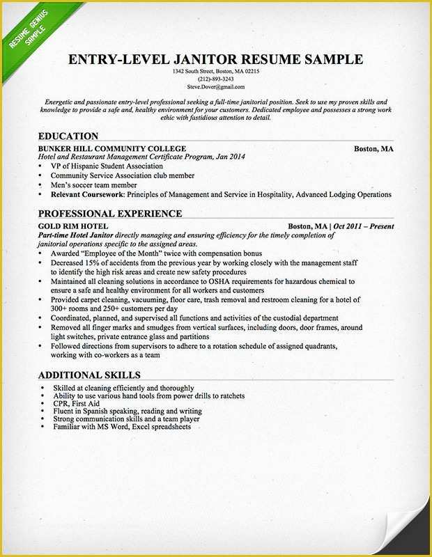 Free Maintenance Resume Templates Of Janitor & Maintenance Cover Letter Samples