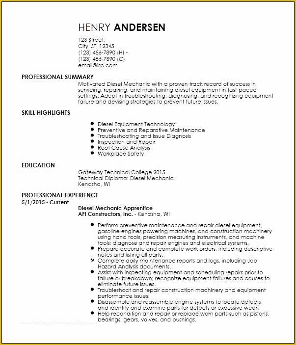 Free Maintenance Resume Templates Of Maintenance Mechanic Resume Summary