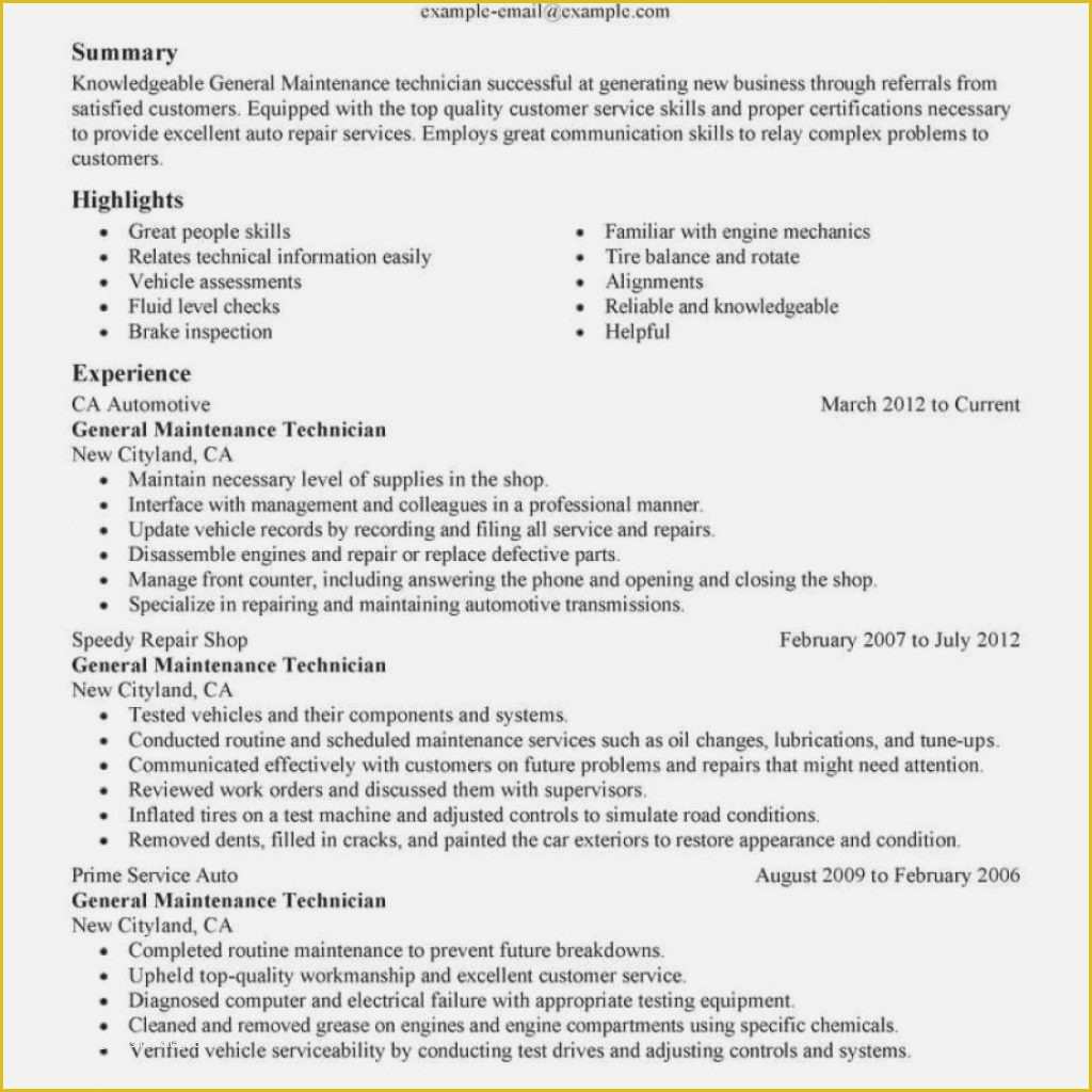 Free Maintenance Resume Templates Of Maintenance Mechanic Skills Tag Industrial Maintenance