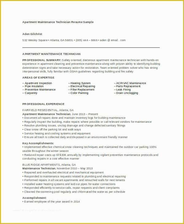 Free Maintenance Resume Templates Of Maintenance Resume 9 Free Word Pdf Documents Download