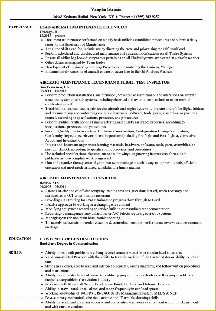 Free Maintenance Resume Templates Of Maintenance Technician Resume Template Free Templates Cv