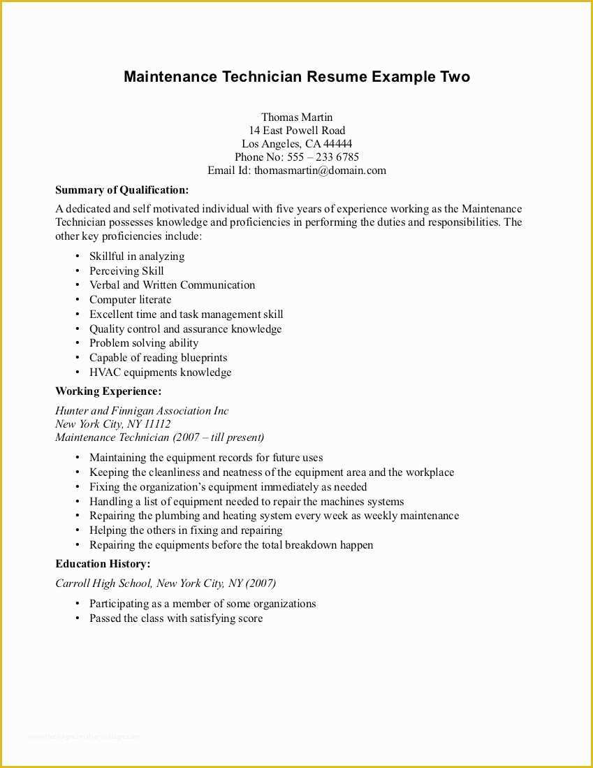 Free Maintenance Resume Templates Of Pin Oleh Jobresume Di Resume Career Termplate Free