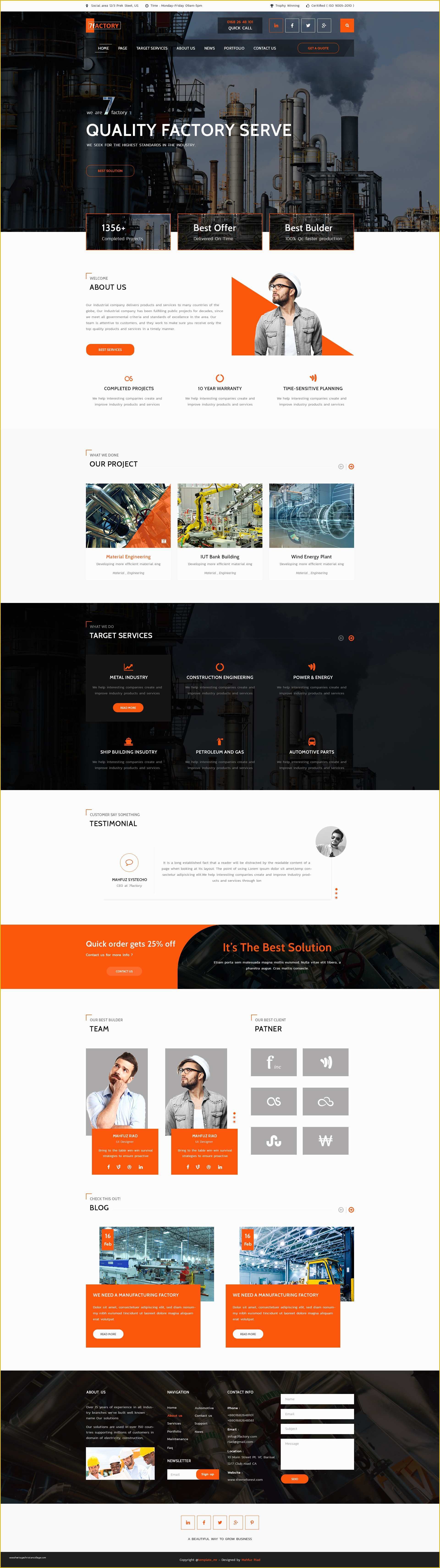 Free Manufacturing Website Templates Of 7factory Industrial & Manufacturing Psd Template by