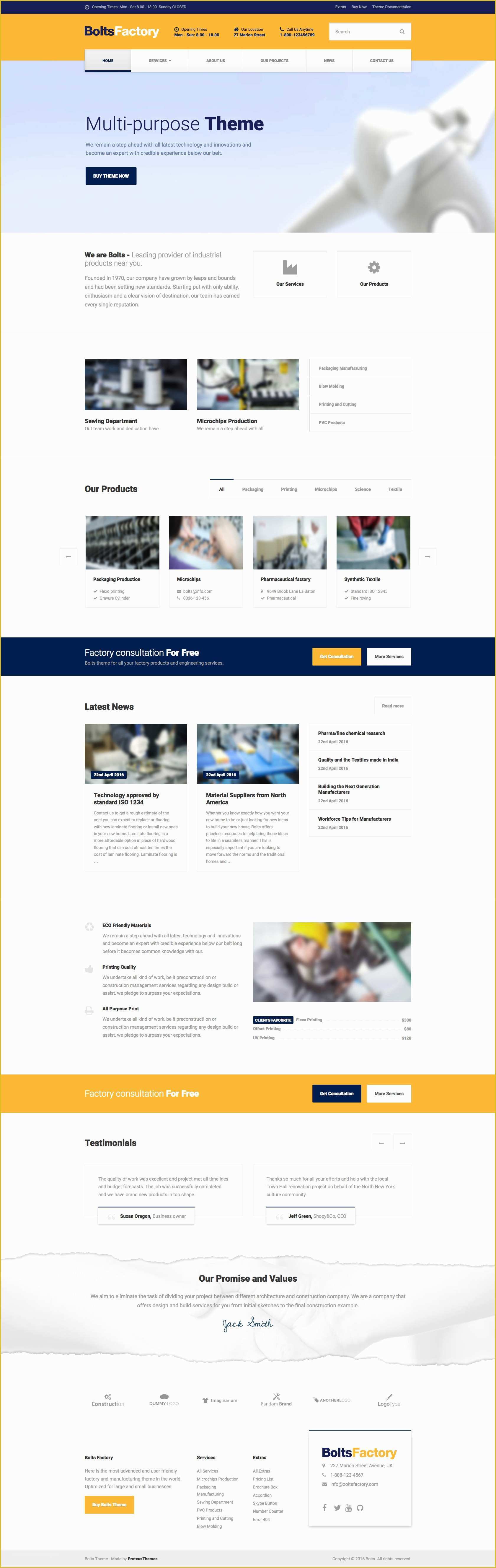 Free Manufacturing Website Templates Of Bolts Factory Manufacturing Factory Business Template