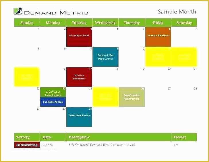 Free Marketing Calendar Template 2018 Of Email Campaign Calendar Template Content Marketing