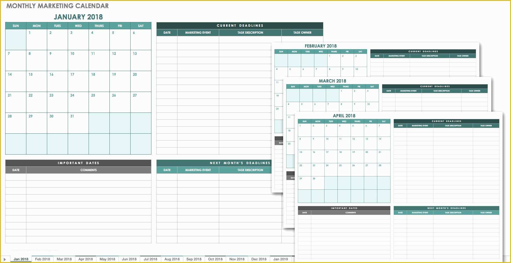 Free Marketing Calendar Template 2018 Of Free Excel Calendar Templates Swifte