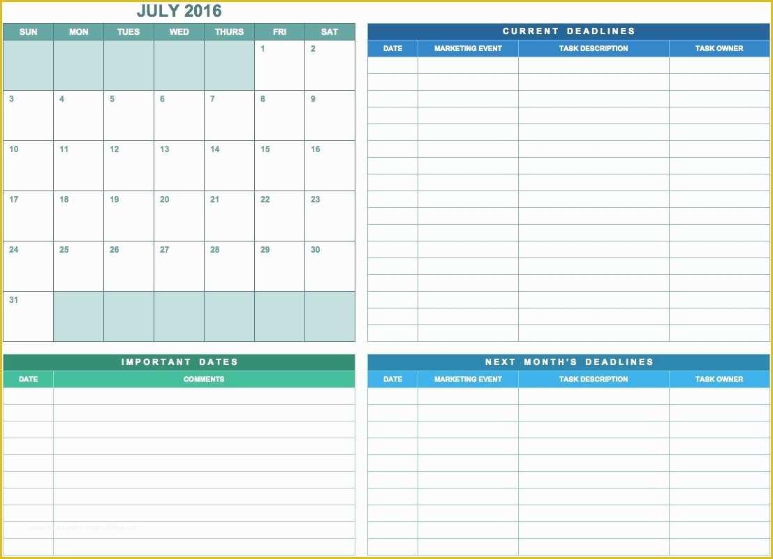 Free Marketing Calendar Template 2018 Of June 2018 – Page 2 – Template Calendar Design