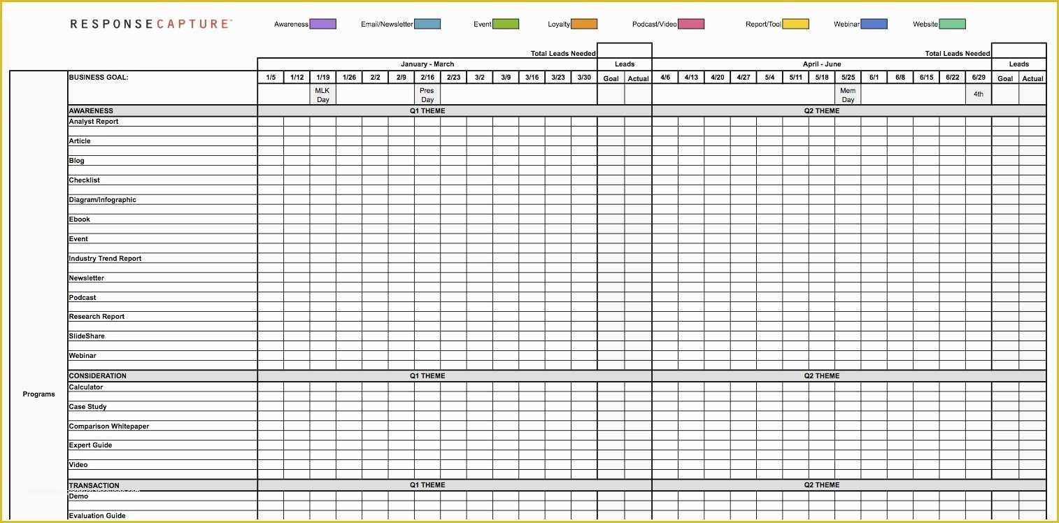 Free Marketing Calendar Template 2018 Of Marketing Calendar Template Free Example Of Spreadshee