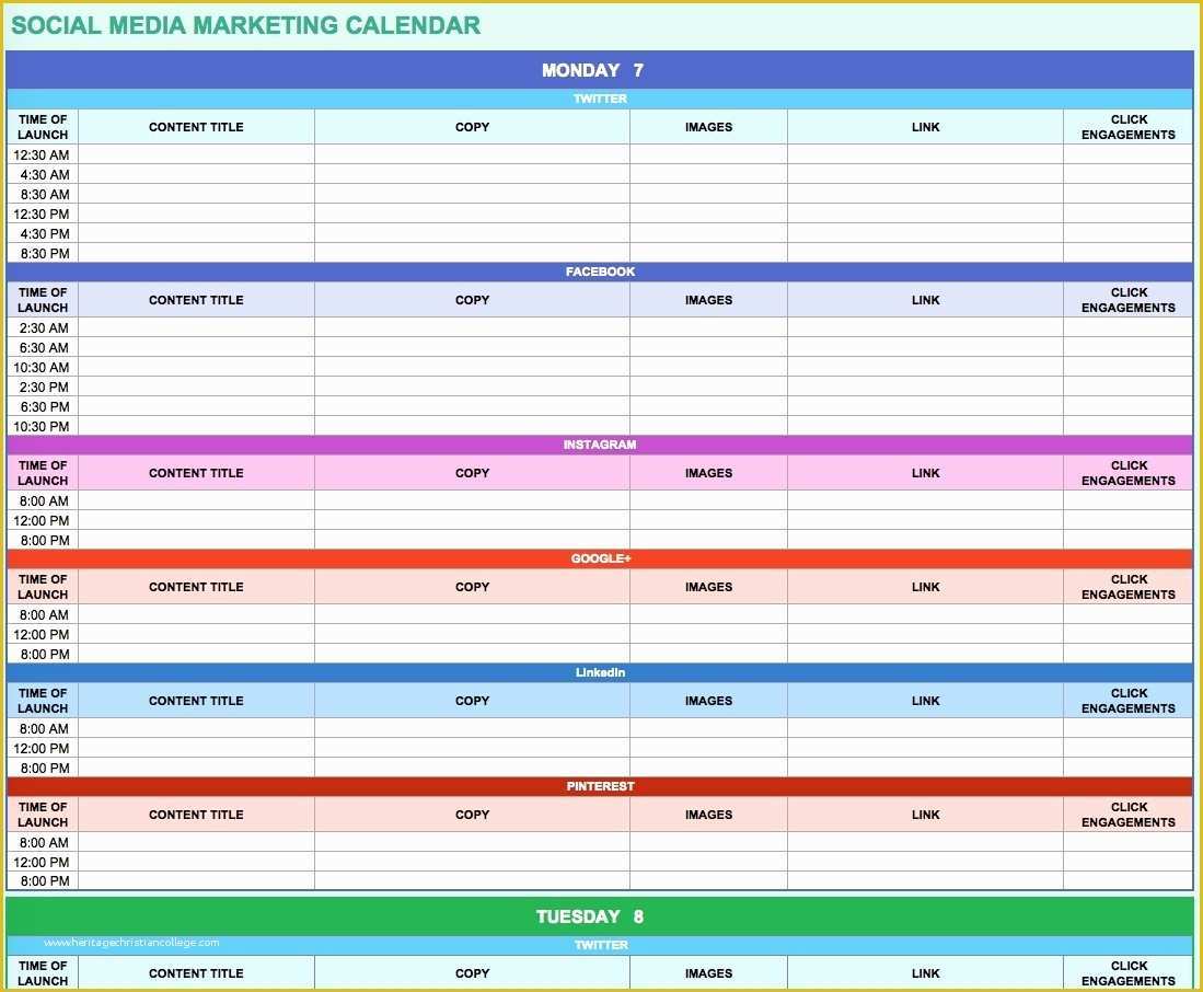 Free Marketing Calendar Template 2018 Of social Media Calendar Template 2018 Free – Template