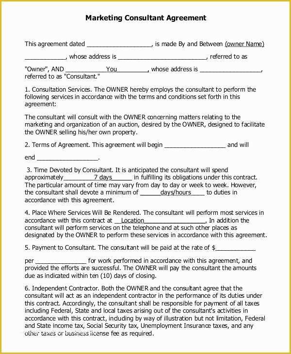 Free Marketing Contract Template Of 13 Marketing Consulting Agreement Samples