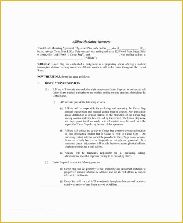 Free Marketing Contract Template Of 20 Marketing Agreement Template – Free Sample Example