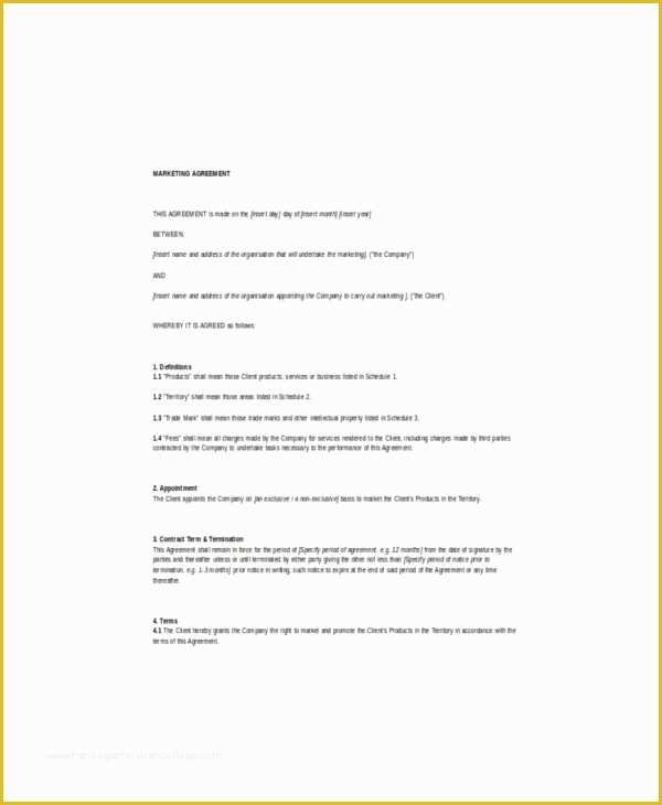 Free Marketing Contract Template Of 20 Marketing Agreement Template – Free Sample Example
